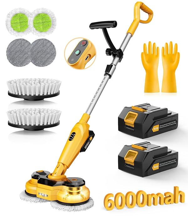 qimedo 6000mAh Battery Cordless Electric Mop M3, 800RPM Electric Power Scrubber & Mops for Floor Cleaning, Automatic Spin Mops with Smart Display,Rotating Mop with LED Light & Water Spray by qimedo - Image 8
