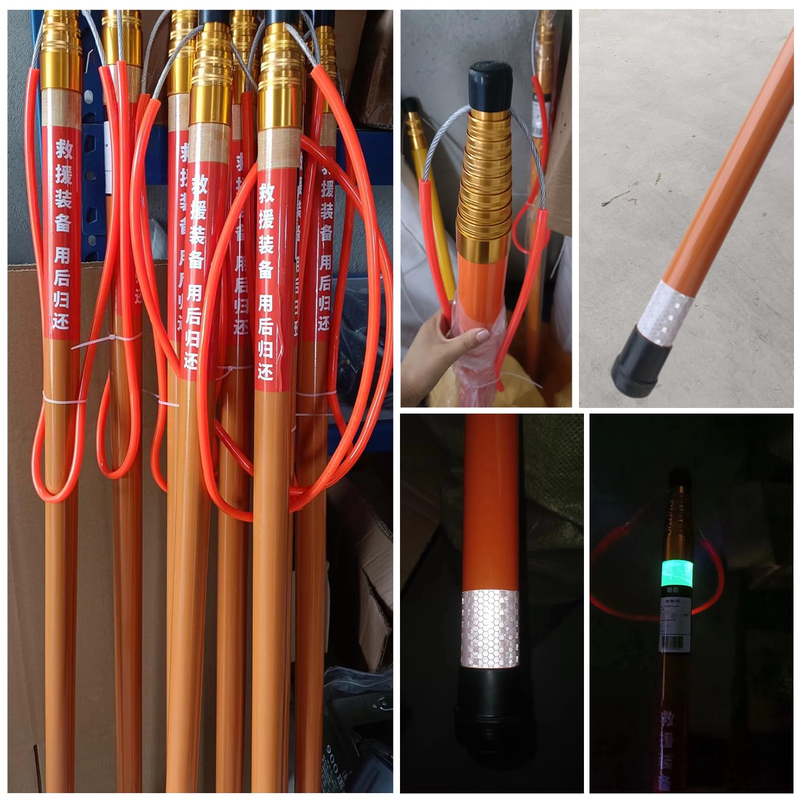 Palo telescopico di salvataggio 4,5-6,5 m, strumento salvavita in fibra di vetro, carico di 120 kg, sicurezza leggera per piscine con design luminoso e riflettente