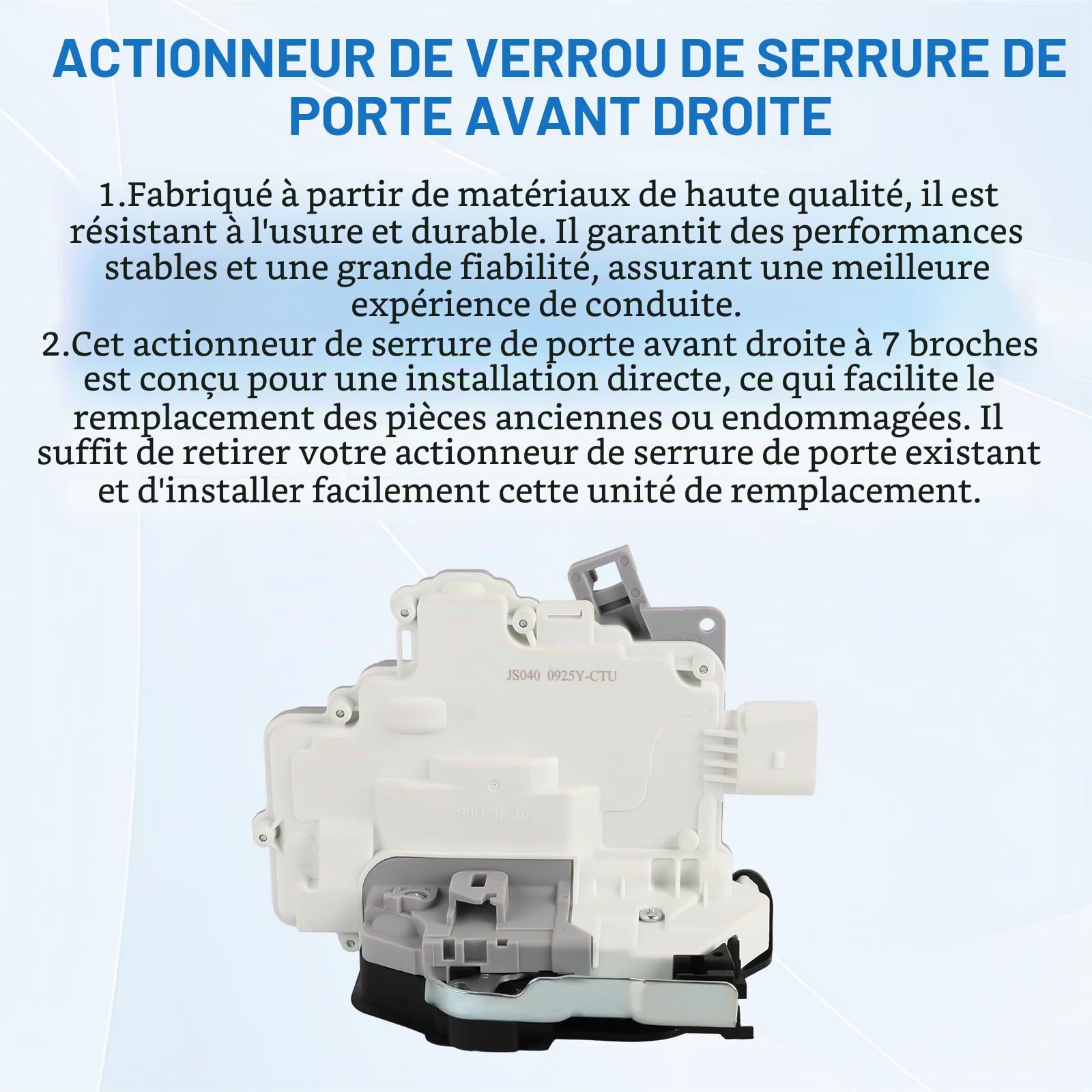 Serrure de porte avant droite Dixhills compatible avec A4 A5 Q3 Q5 Q7 TT remplacement pour 8J1837016A, 8J1 837 016A en acier inoxydable poli de 13 x 16 cm