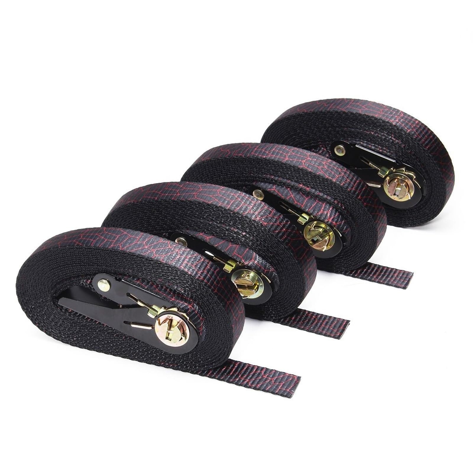 4 Uds Cuerda de tensión for Coche Correas trinquete Amarre 5/6M x 25mm Bolsa Equipaje Correa Carga Hebilla Metal cinturón Fuerte(6mX25mm)