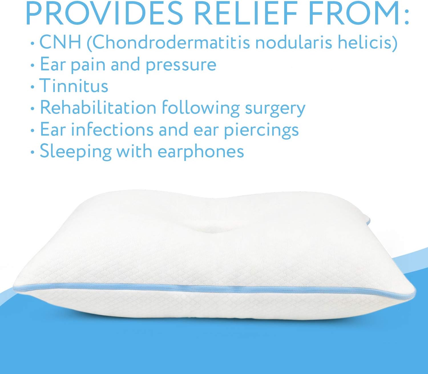 IMPRESA Firm Memory Foam Pillow with an Ear Hole - Includes 2 Pillowcases - Helps Reduce Ear Pain from CNH, Pressure Sores, Post Ear Surgery, Ear Pain or Ear Plugs - Non-Adjustable