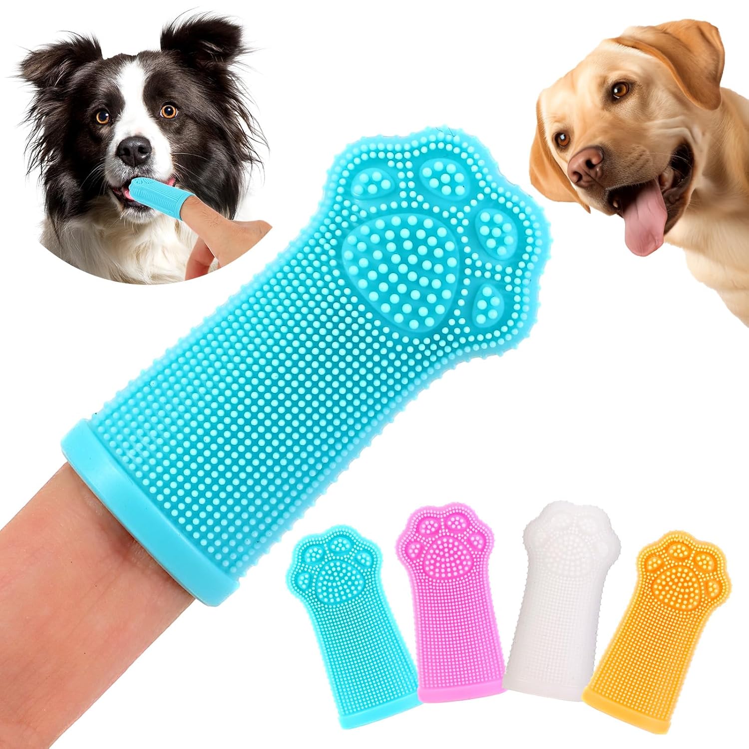 Dog Finger Toothbrush 4-Pack Finger Toothbrush for Dogs Upgraded Pet Tooth Brushing Kit A Fun Dog Teeth Cleaning