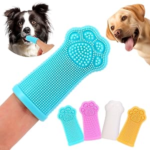 Dog Finger Toothbrush 4-Pack Finger Toothbrush for Dogs Upgraded Pet Tooth Brushing Kit A Fun Dog Teeth Cleaning