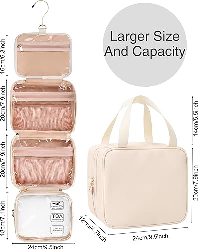 Miniatura 2 de Neceser colgante, bolsa de maquillaje de viaje, aprobada por la TSA, bolsa transparente para artículos de tocador, bolsa de cosméticos impermeable,