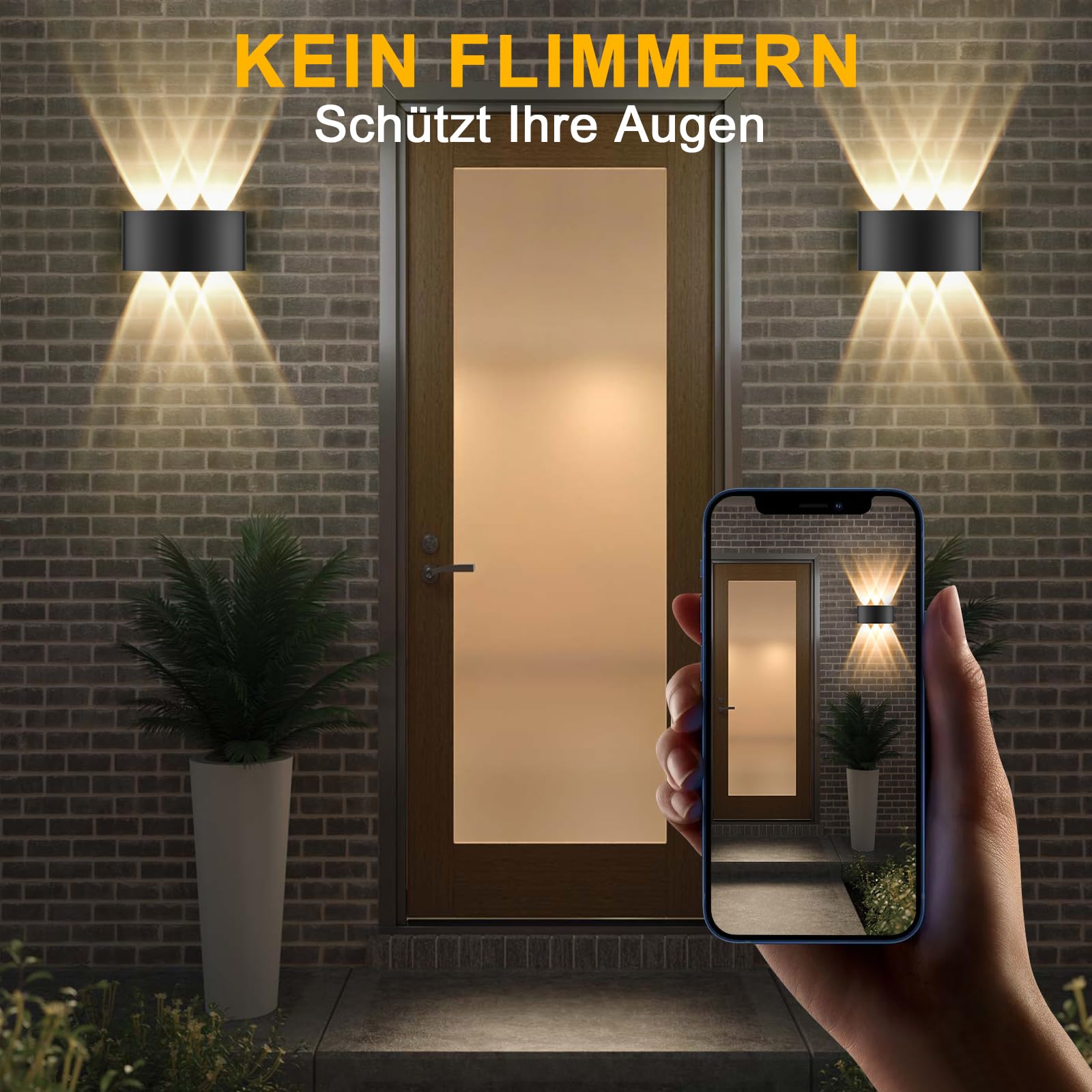 Oraymin 2 PCS Applique Murale Interieur IP65, 3000k Lampe Murale LED, Moderne Lampe Murale pour Chambre, Salon, Hôtel, Escalier, Allée