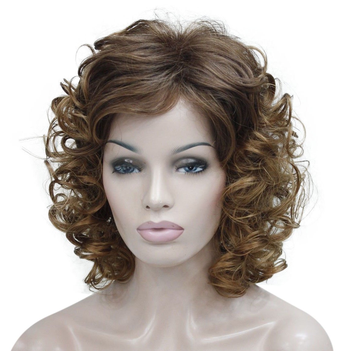 lydell short soft super curly synthetic wigs layered natural movement dark auburn and strawberry blonde mix #27+33t27