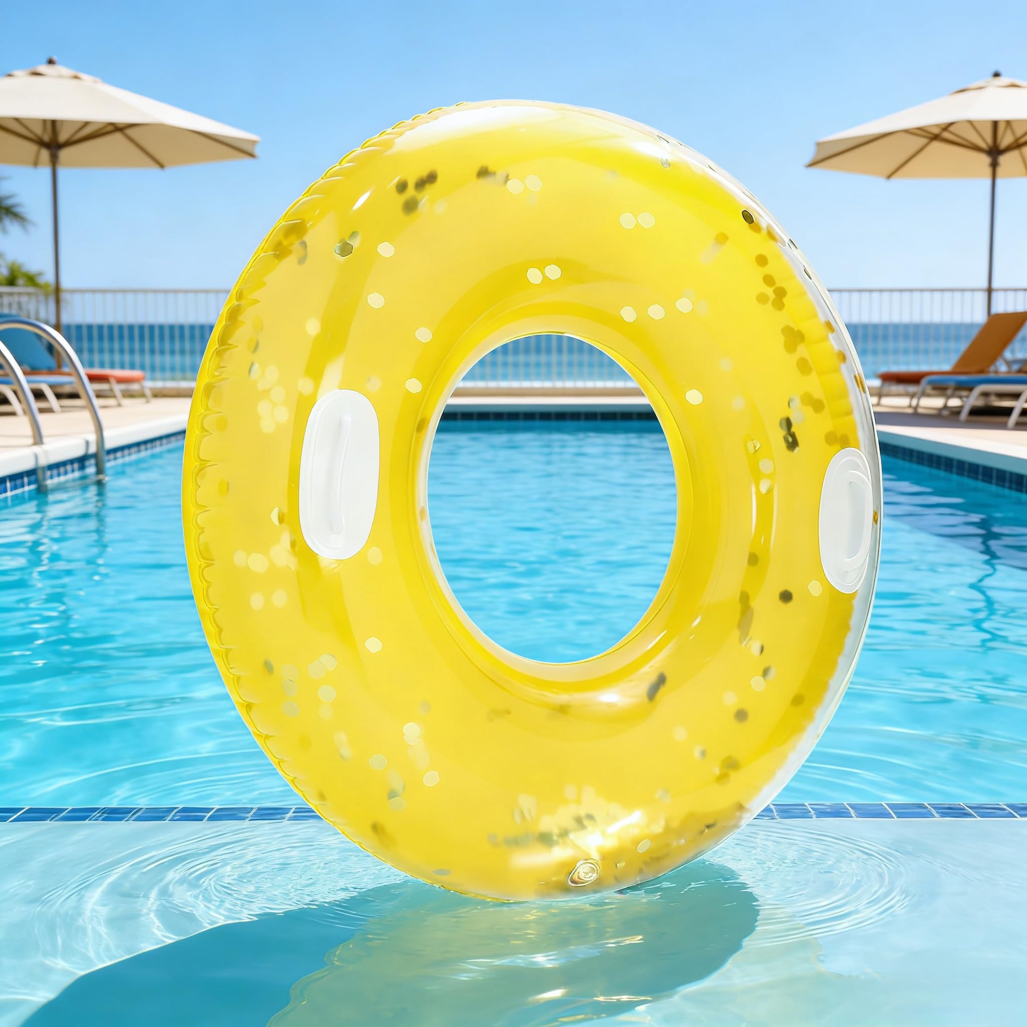 Grande bouée de natation avec poignées pour adultes, bouée de piscine classique de 119,4 cm, chambre à air de piscine, flotteurs gonflables, taille adulte pour l'été, la piscine, les fêtes, la plage