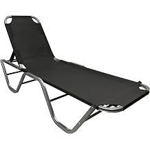 EASYGO PRODUCTS Patio Chaise Lounger - Aluminum Patio Sun Lounge Chair - Adjustable Reclining - Outdoor Patio Beach Porch Swing Pool - Five-Position Recliner - Lightweight All Weather - Black