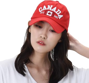Cotton Baseball Cap Canada Maple Flag Embroidery Adjustable For Men Women LX1382 Red