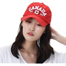 WITHMOONS Cotton Baseball Cap Canada Maple Flag Embroidery Adjustable For Men Women LX1382 Red