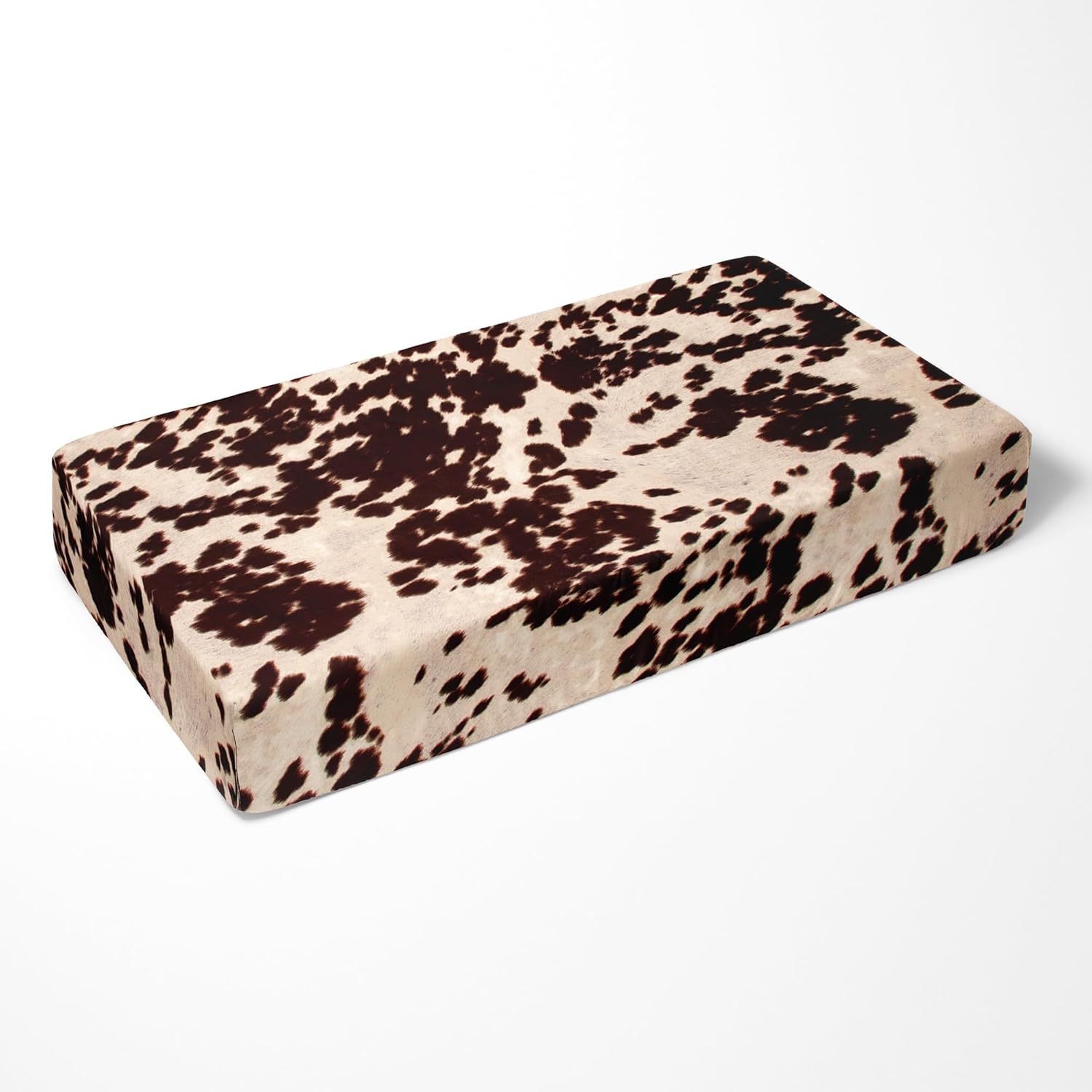 Brown Cow Print Baby Fitted Crib Sheet Western Cowboy Boho Cowhide Highland Soft Farmhouse Gender Neutral Animal Print
