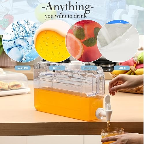 Miniatura 4 de Dispensador de bebidas para nevera, refrigerador, botella dispensadora de agua reutilizable de plástico con espita sin BPA para fiestas al aire