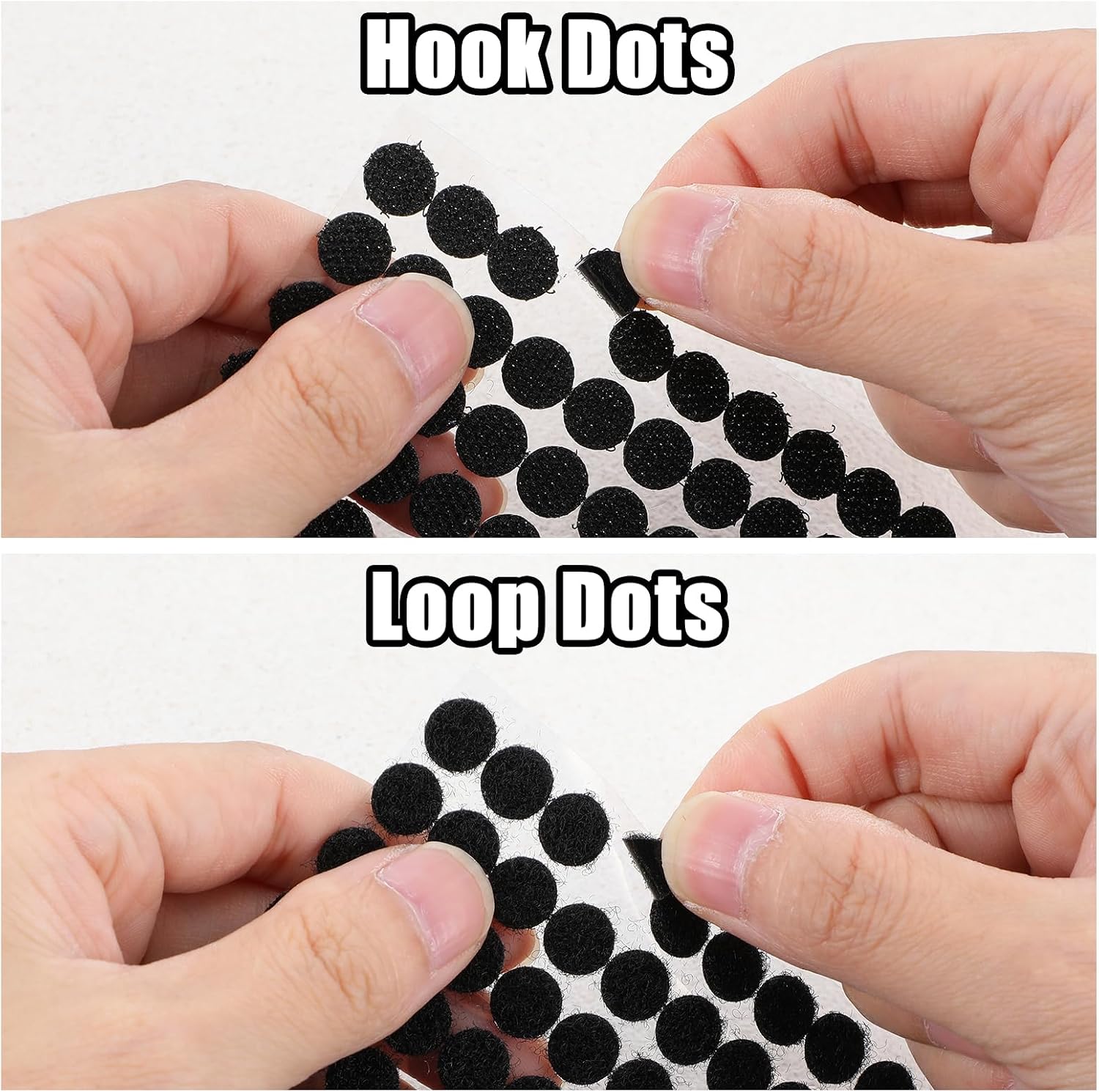 Giantree Self Adhesive Dots, 1008Pcs(504 Pair) 0.39 Inch/10mm Diameter Hook and Loop Self Adhesive Dots Tape, Nylon Strong-Adhesive Back Dot for Arts and Crafts School Office Home(Black)