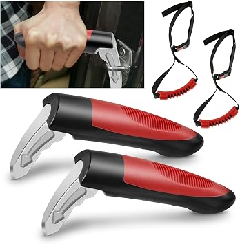 4 Pcs Set Car Door Assist Handle for Elderly, Multifunction Car Handle Assist, Vehicle Support Handles Seatbelt Cutter Portable Automotive Car Handle Assist Car Emergency Tool Red
