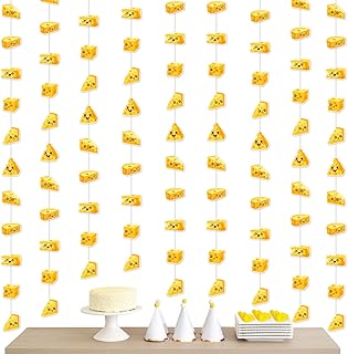 Cheese Themed Party Decorations, 8Pcs Cheese Garlands Hanging Streamers for Macaroni and Cheese Birthday Decorations Party Supplies