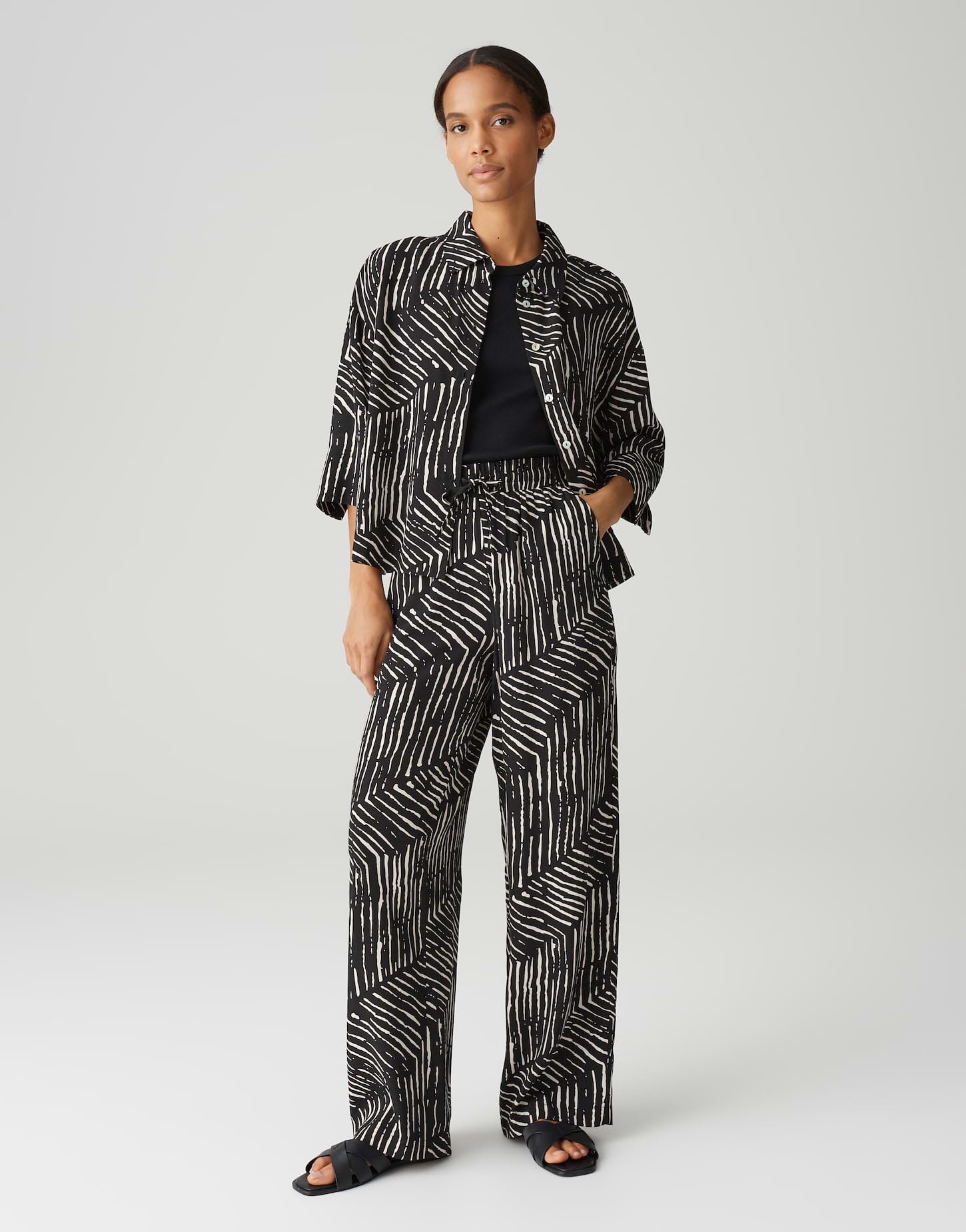OPUS Damen Wide Leg Pants | MAROU Palm Leaves Wide Leg Pants mit Komfortbund