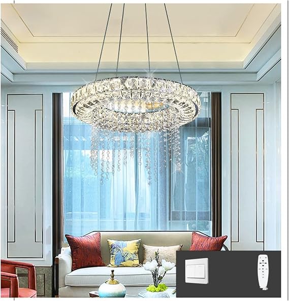Machine Dimmable LED Chandeliers Modern Crystal Smart Lighting For Dining Room Kitchen Living Room Lamp Chandelier Lustre Industriel (Color : 50CM)