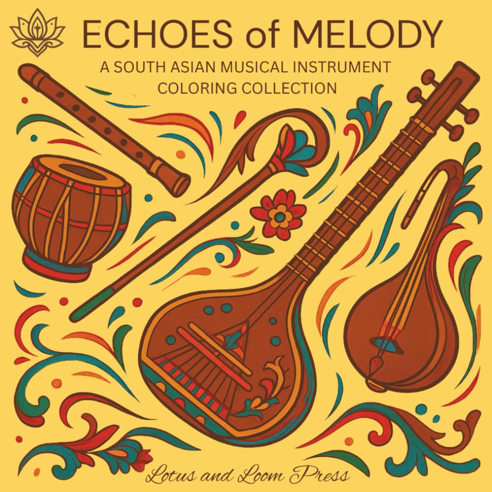 Echoes of Melody: A South Asian Musical Instrument Coloring Collection