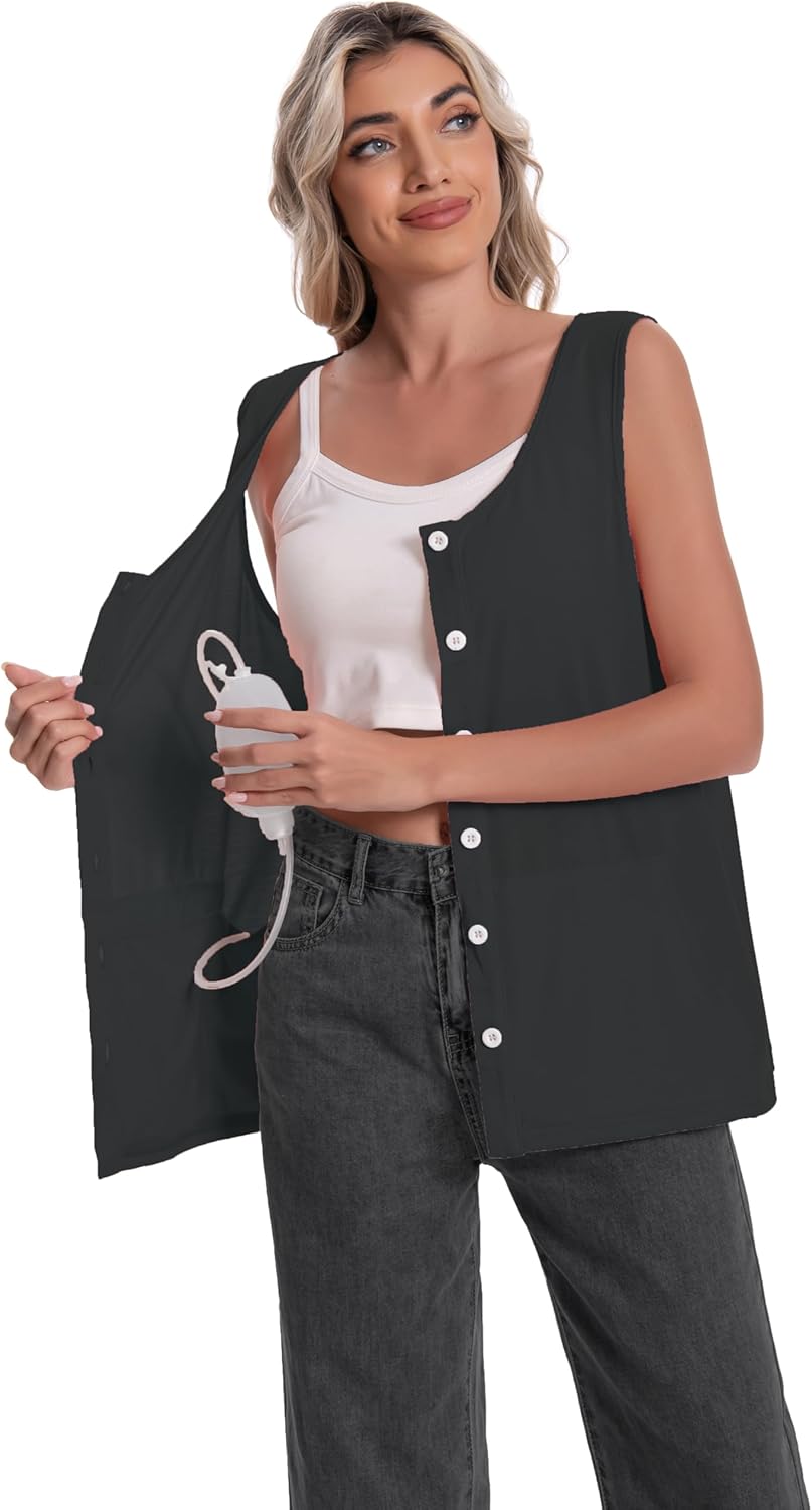 Mastectomy Top Tank with Drain Pockets Post Surgery Recovery Must Haves Clothing Comfy Sleeveless Shirts - Image 6
