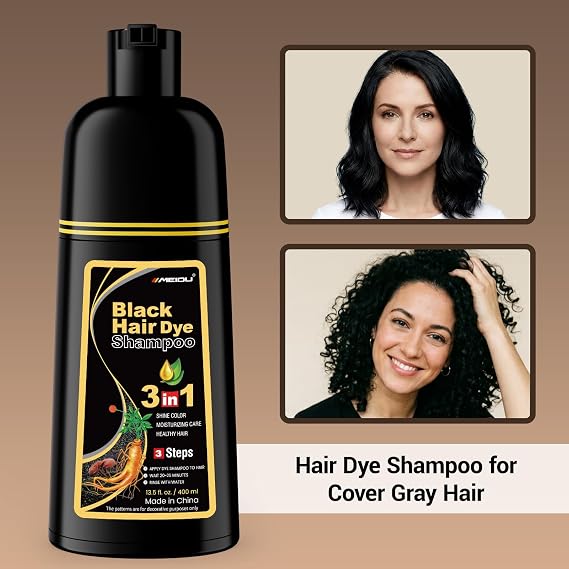 IIIMEIDU MEIDU Black Hair Dye Shampoo 3 in 1 for Women Men
