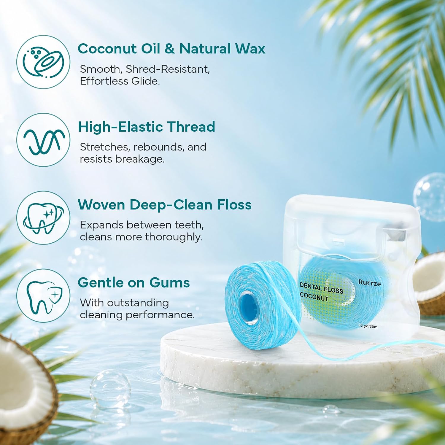 Expanding Woven Dental Floss with Coconut Oil Infused, Mint Scent 1 Pack image 2