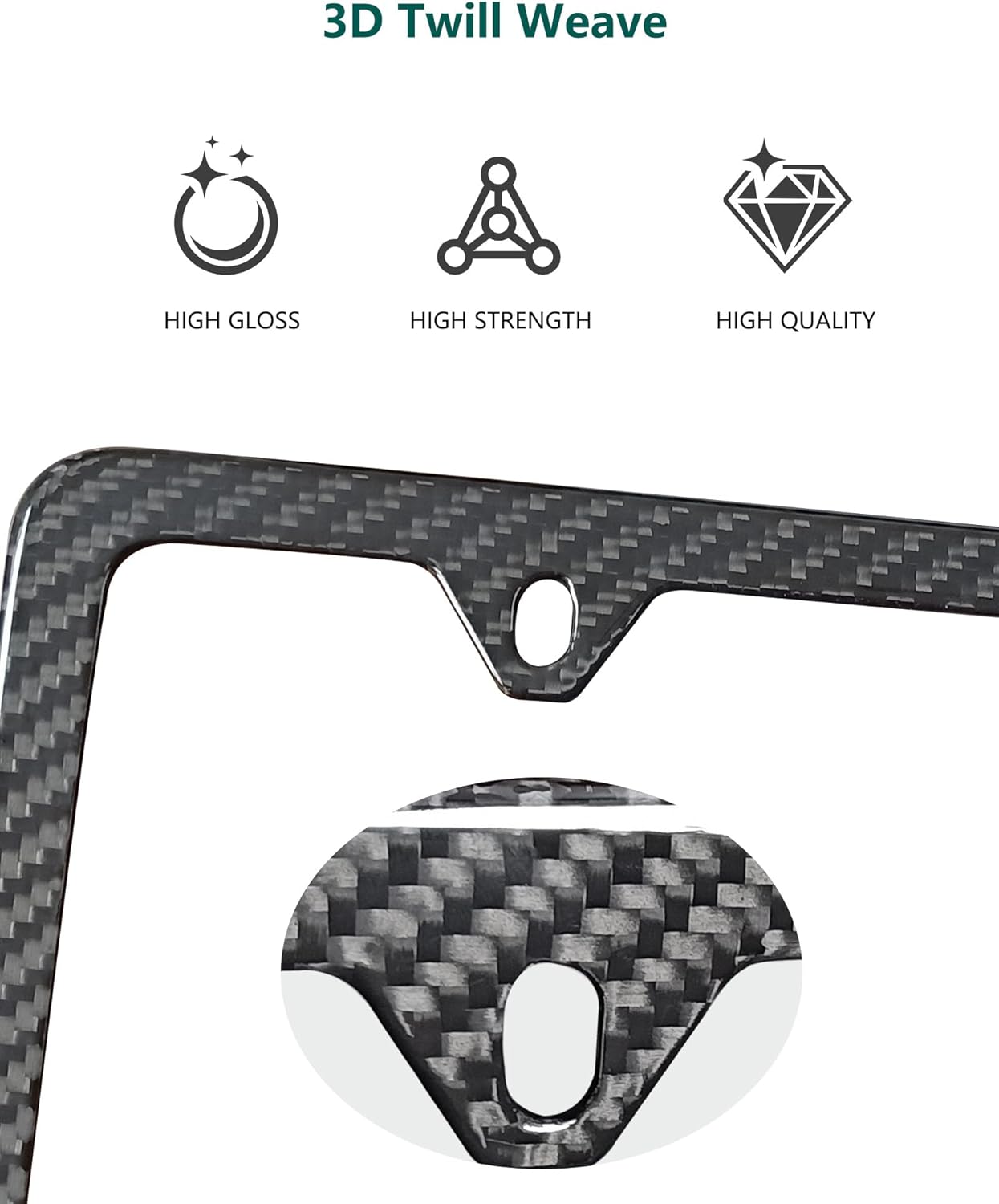 FBJTDQ Carbon Fiber License Plate Frame- Stainless Steel Car Tag Holder Wrapped with Real Carbon Fiber, 4 Hole Slim Design, Anti-Theft Screws Caps, Rattle-Proof Pad (Carbon-4 Hole-Slim-2 Pack)