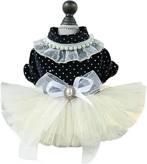 Dog Wedding Dress Bow Decor Princess Dress Puppy Dress Birthday Party Skirt Tutu for Small Dogs Girl, Cat Apparel, Lightweight Velvet Dog Outfit
