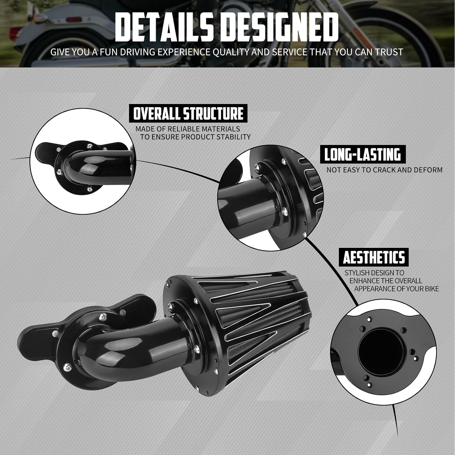 Motorcycle Air Filter Air Intake Cleaner Kit Fit for Harley Sportster XL 2004-2022 (Black Housing, A-For Sportster XL models 04-22)