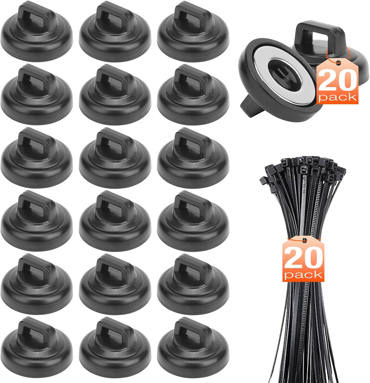 Magnetic Zip Tie Mount, 19mm Wire Holder, Magnet Cable Tie Holders