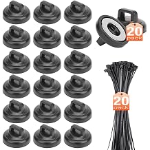 Magnetic Zip Tie Mount, 19mm Wire Holder, Magnet Cable Tie Holders, Cable Clips, Black Multipurpose Management, 20Pcs Magnets with 20 Pcs Cable Zip Ties, Tidy Wires, Strong Hold