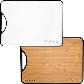 Totally Bamboo Poly-Boo Reversible Cutting Board Dual-Sided with Bamboo & BPA-Free Poly Surfaces | 15" x 11" Meat & Vegetable Prep Board | Durable & Knife-Friendly