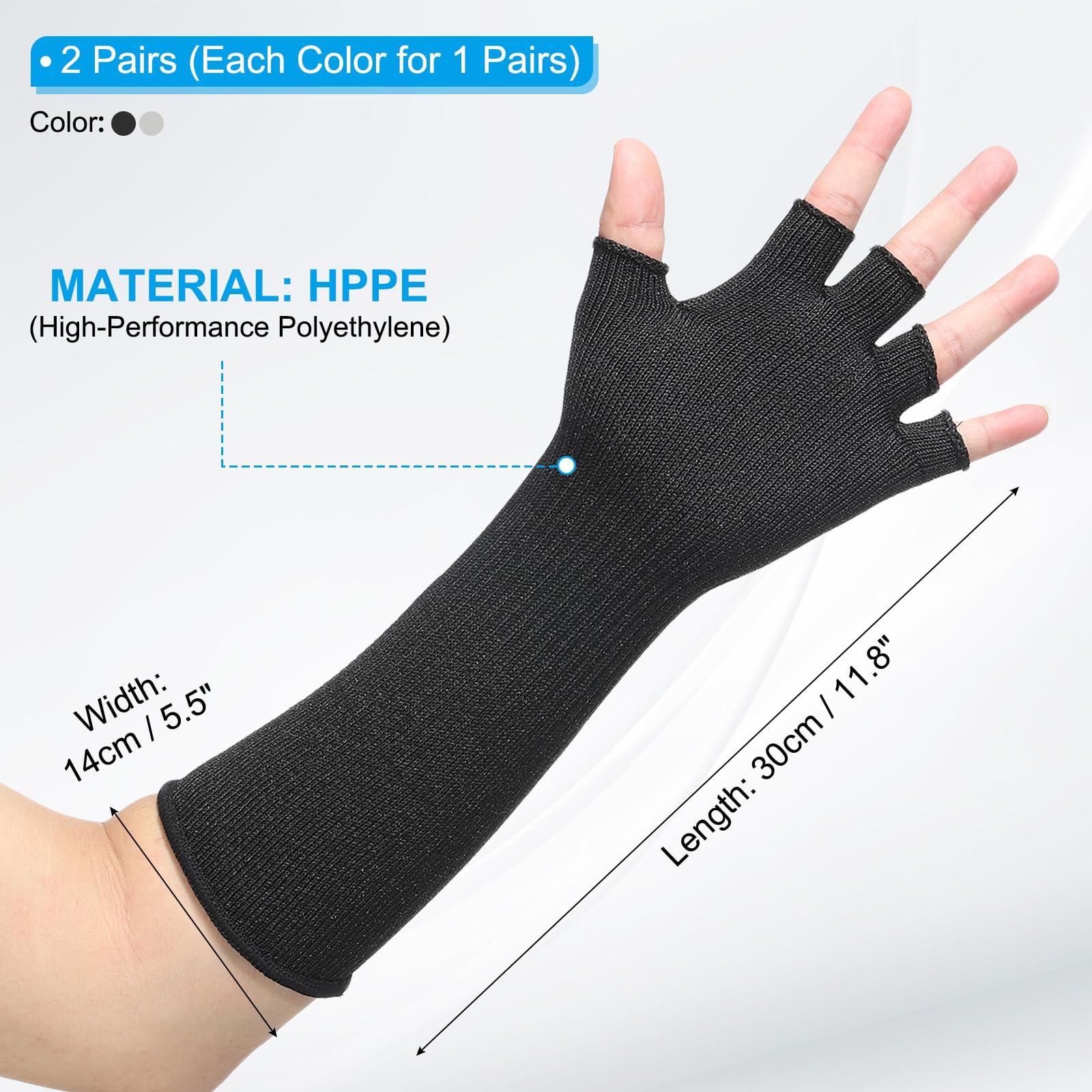 PATIKIL 12 Inch Cut Resistant Sleeves with Finger Grips - Image 2