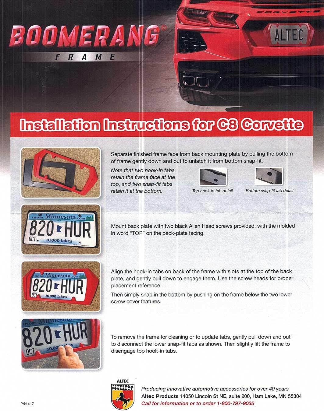 Silver Flare GSJ Painted Rear License Plate Frame for C8 Corvette