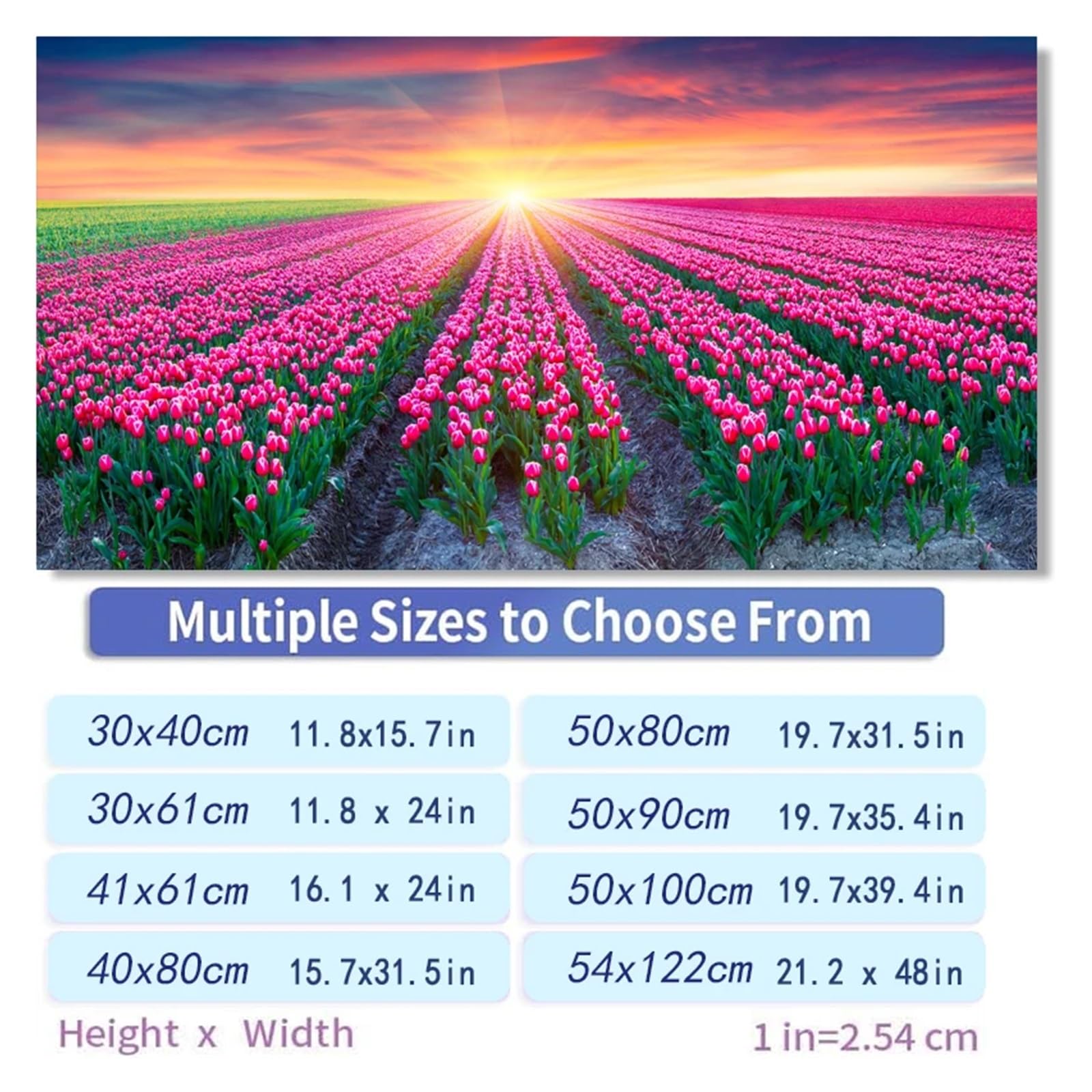 Fond D'aquarium Autocollant d'aquarium Effet 3D Motif Tulipe(50x100cm)