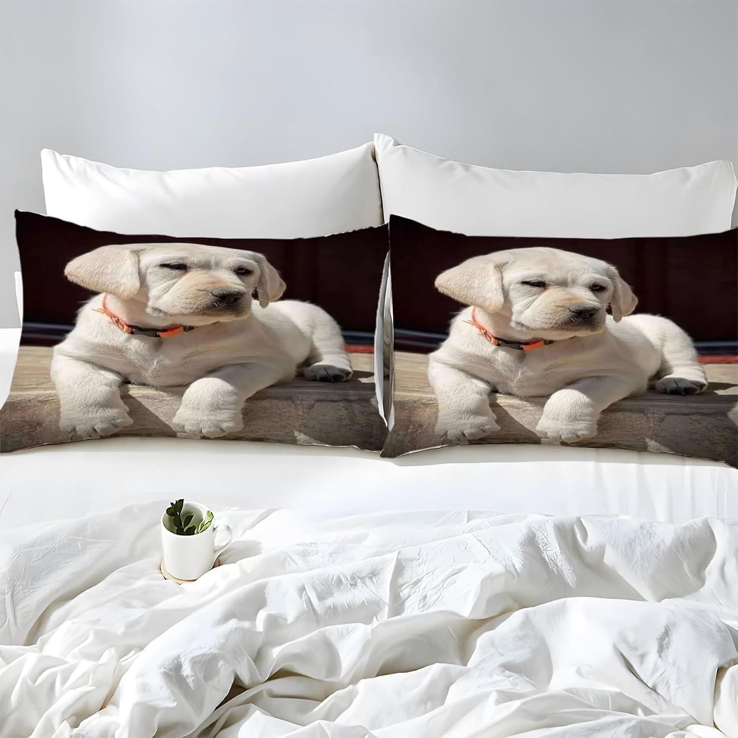 Pościel 220 x 240 cm, labrador retriever, miękka pościel z mikrofibry, druk 3D, urocze zwierzęta domowe, 3-częściowy, poszwa na kołdrę z zamkiem błyskawicznym i 2 poszewki na poduszkę 80 x 80 cm, wys
