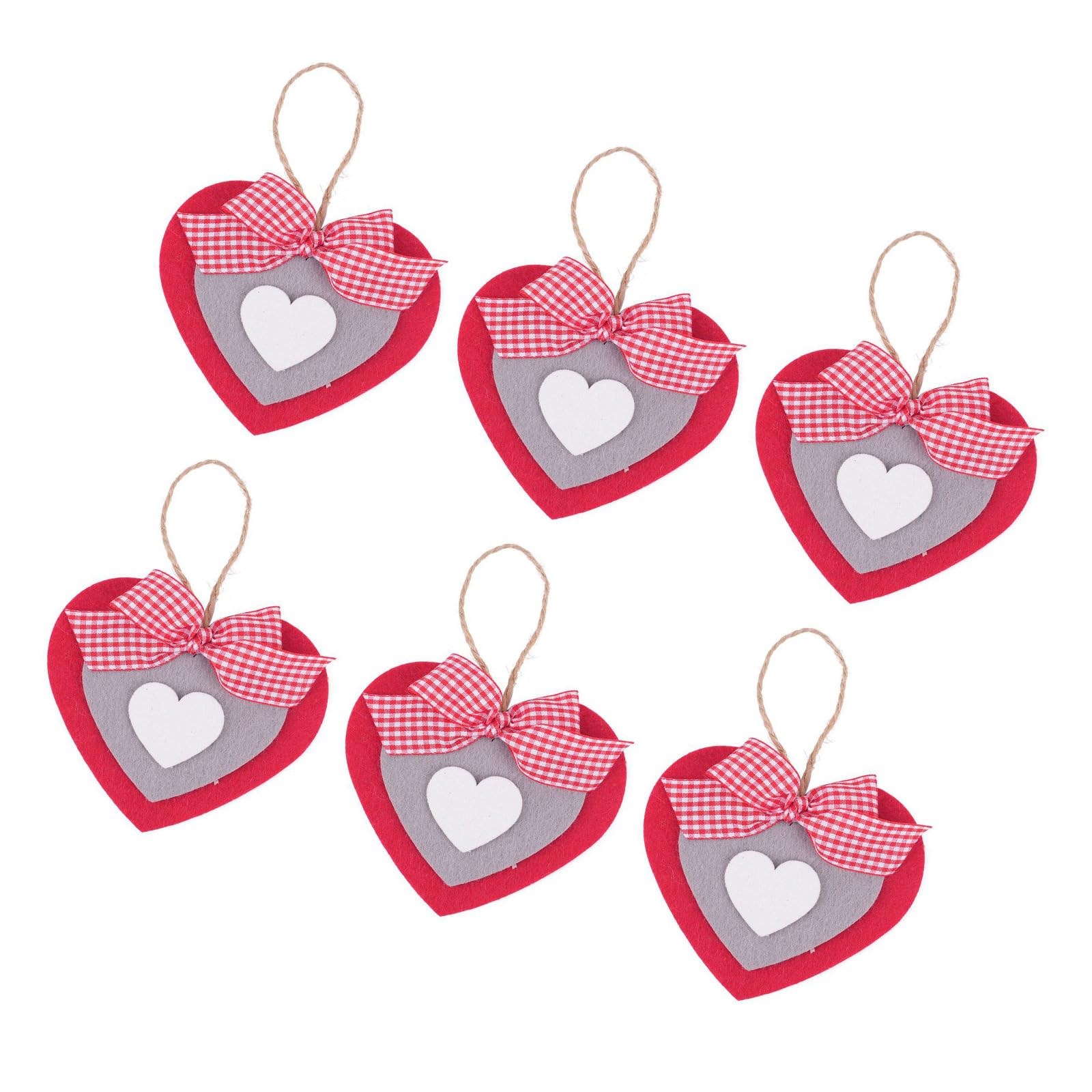Sbshiouu 6Pcs Valentine Heart Shape Ornaments Felted for Window Door Display Valentine Decoration