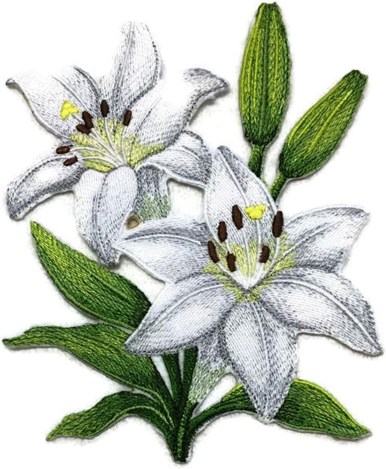 Custom and Unique Garden's Best Delight Flower [ Lily Blooms ] Embroidered Iron on/Sew Patch [ 5.87"(w) x 7.07"(h) ] [Made in USA]