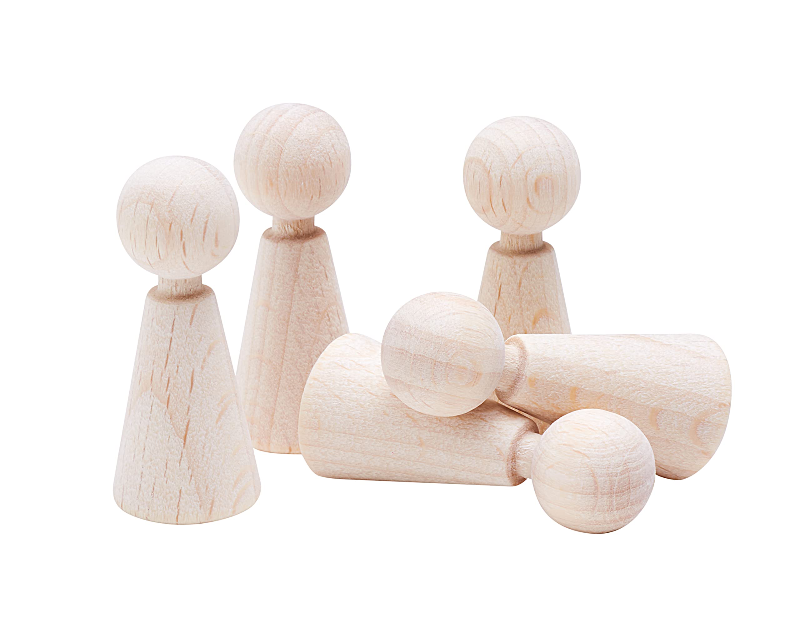 5 Coni Natalizi In Legno Per Decorazioni Tavola - Figurine Tema Natale, Altezza 6 Cm
