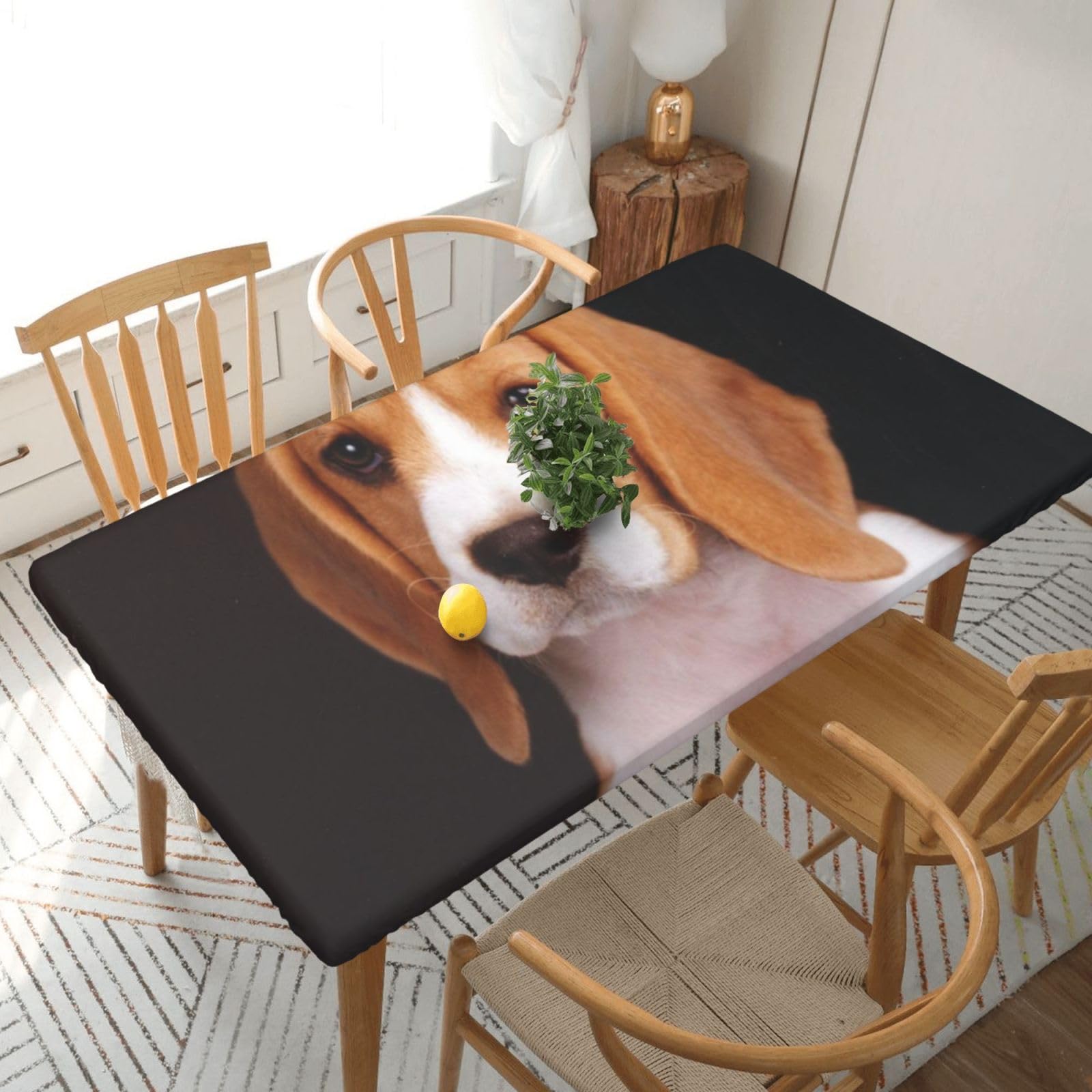BNVSADC lovely Pet Dog Beagle Printed 5FT Tablecloth Polyester Kitchen Water Resistant Table Cloth Dining Table Decoration Table Covers, 152x76 CM