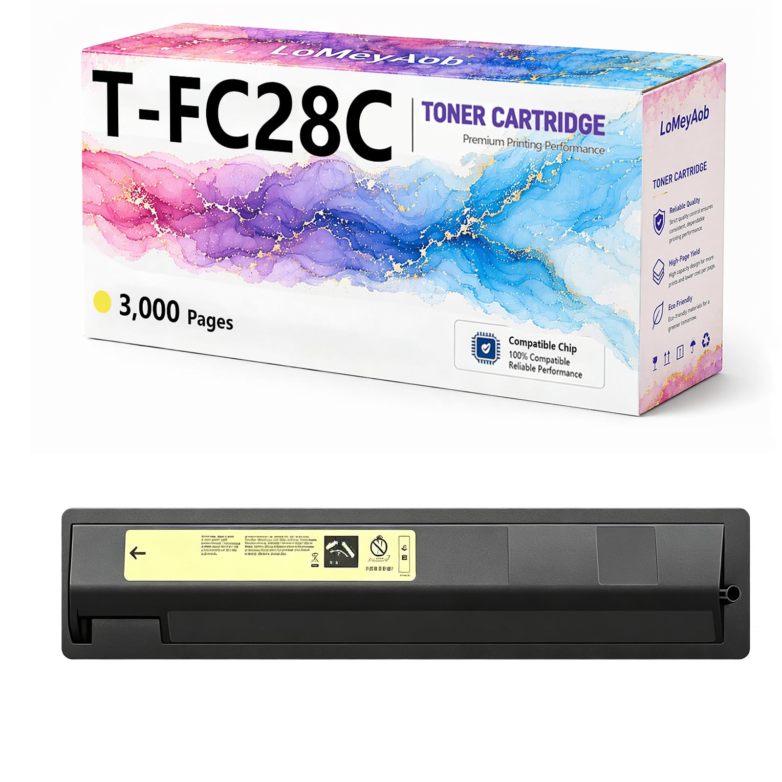 Cartuccia di toner T-FC28C, Sostituzione ad alta resa per la stampante Toshiba LaserJet 3530C 2820C 3520C 4520C 2830C, Colori ricchi, Stampe ad alta velocità, Immagine precisa, Alta rendibilità,Yellow
