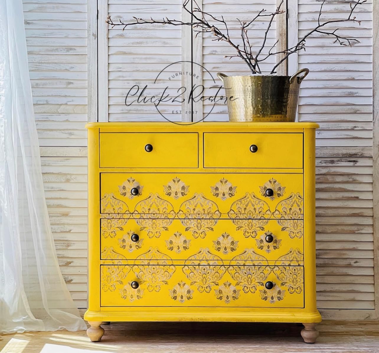 Redesign With Prima Decor Transfers® Antique Damask Total Sheet Size 24"x35",Cut Into 3 Sheets 655350659912
