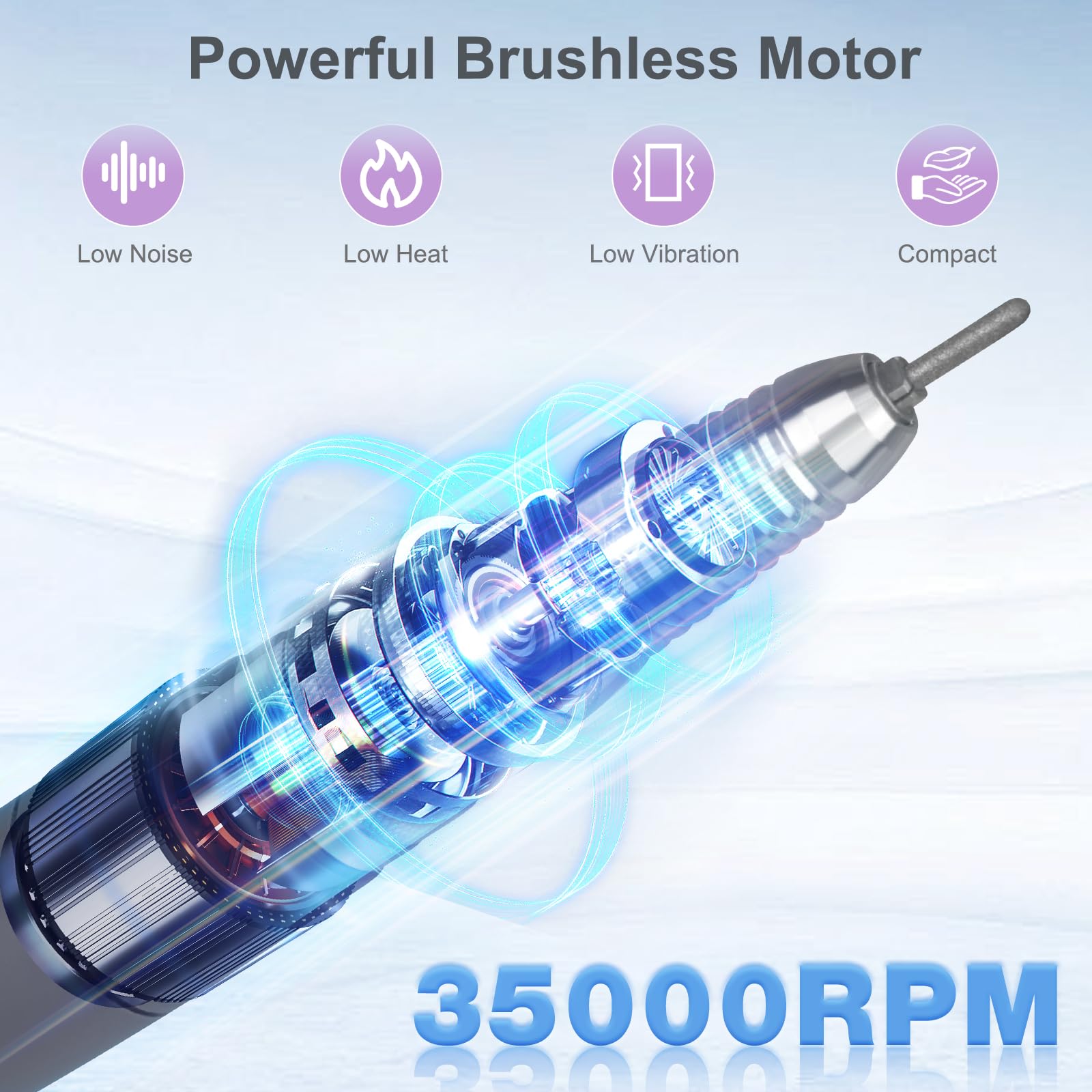 Taladro de uñas para máquina UP200, mango eléctrico profesional de 35000 rpm, 3 pines, bajo ruido y cómodo (brocas no incluidas)