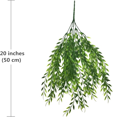 Miniatura 6 de CATTREE Sauce Llorón Artificial, Plantas de Plástico Follaje Verde Hojas Enredadera Colgante Falsa Guirnalda de Hiedra Sintética Resistente a UV