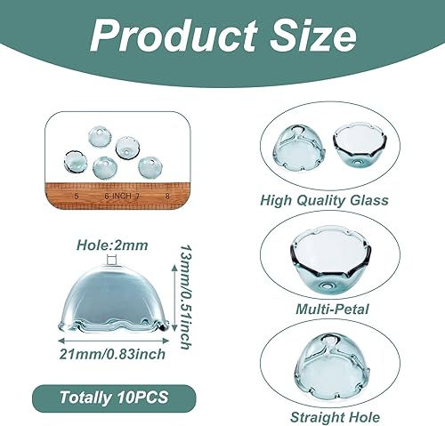 Vista 16 de FASHEWELRY 10 cuentas de cristal hechas a mano, cuentas florales de cristal, cuentas espaciadoras de flores de trompeta transparentes, cuentas