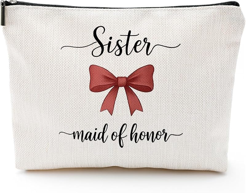 Necessaire de maquiagem Vancsenia em lona com zíper, modelo Sister Maid of Honor - 02, 1 unidade