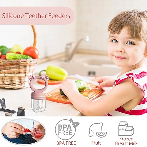 Miniatura 4 de Bandeja de silicona para congelador de espinacas grandes, alimentador de frutas para bebés, juego de dentición de alimentos, chupetes