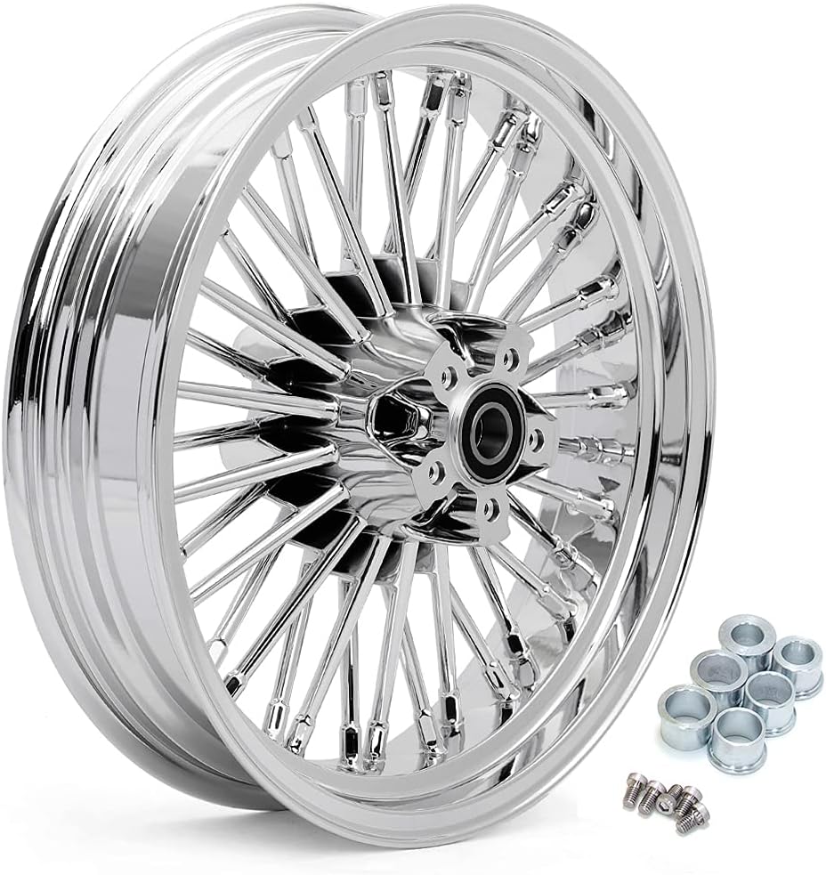 TOFR 21x2.15 Front 18x5.5 Rear Rims Wheels 36 Fat Spokes Tubeless For Harley Softail Standard, Custom, Night Train, Springer 2006-2010 Fat Boy 2007-2017 Deuce 2000-2008 / Chrome
