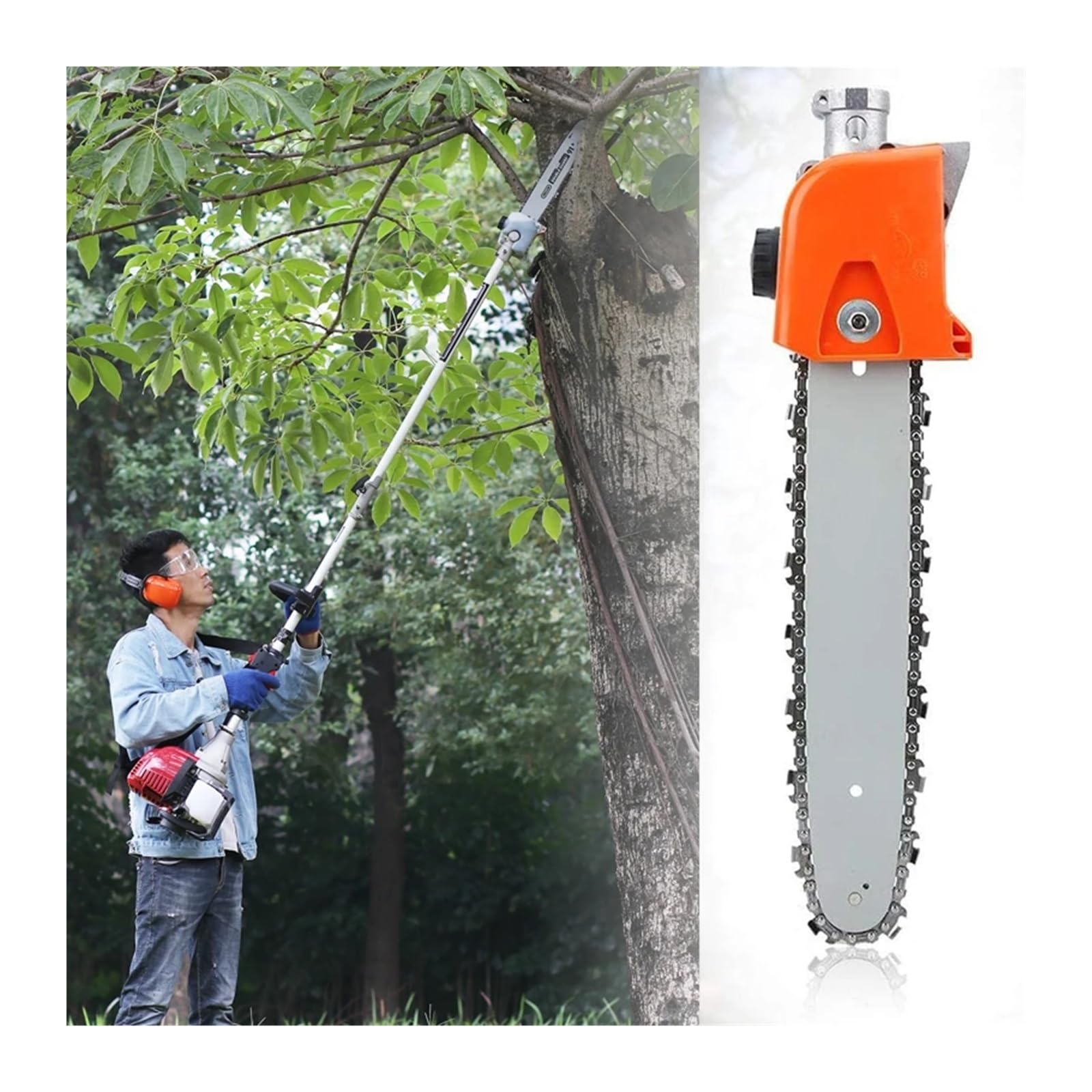 Genérico Cabezal de Motosierra de Rama Alta de 12 Pulgadas (35CM), Accesorios de desbrozadora de Gasolina, Piezas de cortadora de césped eléctrica, Herramientas de jardín