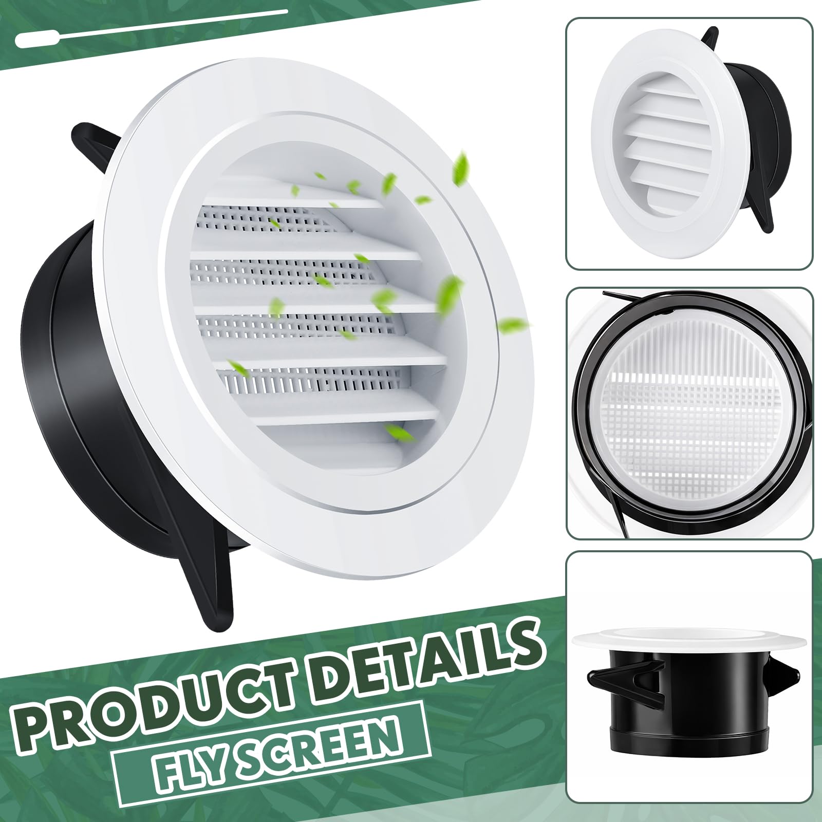 VIHOSE 30 rejillas de ventilación Soffit de 4 pulgadas de ABS exterior redondo con malla de mosquitera integrada para el hogar, baño, oficina, cocina, color blanco