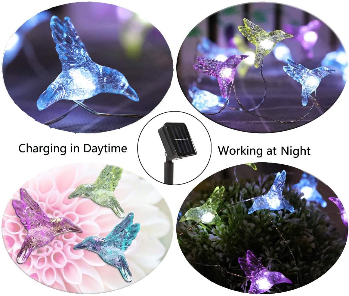 Starryfill Hummingbird Solar String Lights Outdoor 30LED 1.1"(H) ColdWhite image 2
